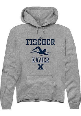 Kali Fischer  Rally Xavier Musketeers Mens Graphite NIL Sport Icon Long Sleeve Hoodie