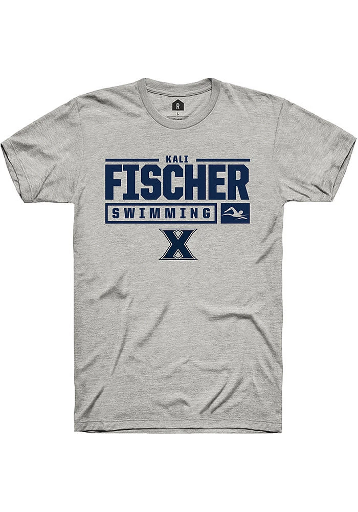 Kali Fischer  Xavier Musketeers Ash Rally NIL Stacked Box Short Sleeve T Shirt