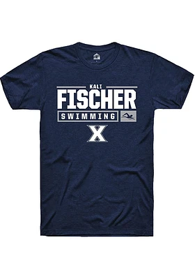 Kali Fischer  Xavier Musketeers Navy Blue Rally NIL Stacked Box Short Sleeve T Shirt