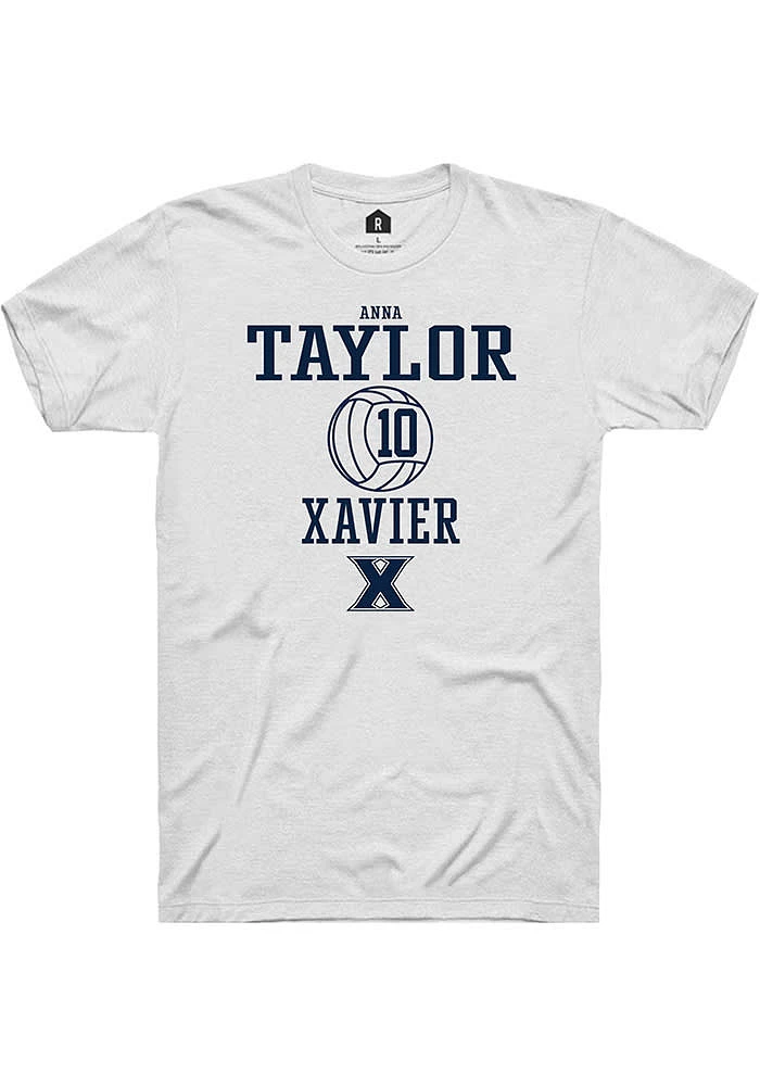 Anna Taylor  Xavier Musketeers White Rally NIL Sport Icon Short Sleeve T Shirt