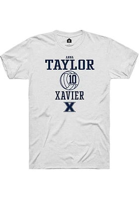 Anna Taylor  Xavier Musketeers White Rally NIL Sport Icon Short Sleeve T Shirt