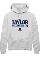 Anna Taylor  Rally Xavier Musketeers Mens White NIL Stacked Box Long Sleeve Hoodie