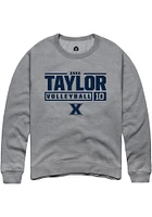 Anna Taylor  Rally Xavier Musketeers Mens Graphite NIL Stacked Box Long Sleeve Crew Sweatshirt