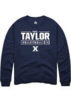 Anna Taylor  Rally Xavier Musketeers Mens Navy Blue NIL Stacked Box Long Sleeve Crew Sweatshirt