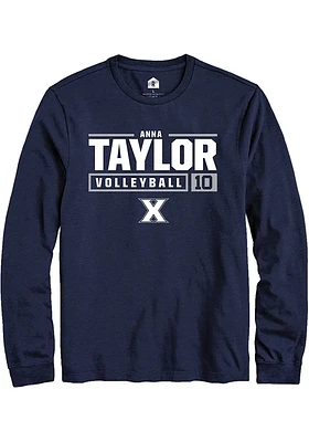 Anna Taylor  Xavier Musketeers Navy Blue Rally NIL Stacked Box Long Sleeve T Shirt