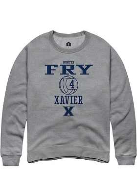 Hunter Fry  Rally Xavier Musketeers Mens Graphite NIL Sport Icon Long Sleeve Crew Sweatshirt