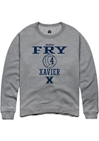 Hunter Fry  Rally Xavier Musketeers Mens Graphite NIL Sport Icon Long Sleeve Crew Sweatshirt