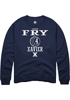 Hunter Fry  Rally Xavier Musketeers Mens Navy Blue NIL Sport Icon Long Sleeve Crew Sweatshirt