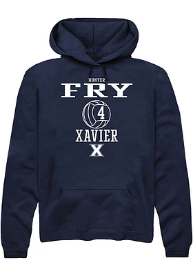 Hunter Fry  Rally Xavier Musketeers Mens Navy Blue NIL Sport Icon Long Sleeve Hoodie