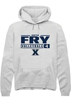 Hunter Fry  Rally Xavier Musketeers Mens White NIL Stacked Box Long Sleeve Hoodie