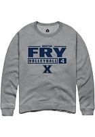 Hunter Fry  Rally Xavier Musketeers Mens Graphite NIL Stacked Box Long Sleeve Crew Sweatshirt