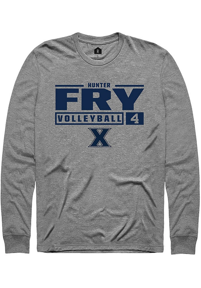 Hunter Fry  Xavier Musketeers Graphite Rally NIL Stacked Box Long Sleeve T Shirt