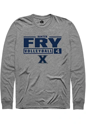 Hunter Fry  Xavier Musketeers Graphite Rally NIL Stacked Box Long Sleeve T Shirt