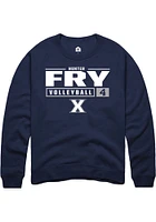 Hunter Fry  Rally Xavier Musketeers Mens Navy Blue NIL Stacked Box Long Sleeve Crew Sweatshirt