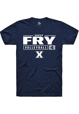 Hunter Fry  Xavier Musketeers Navy Blue Rally NIL Stacked Box Short Sleeve T Shirt