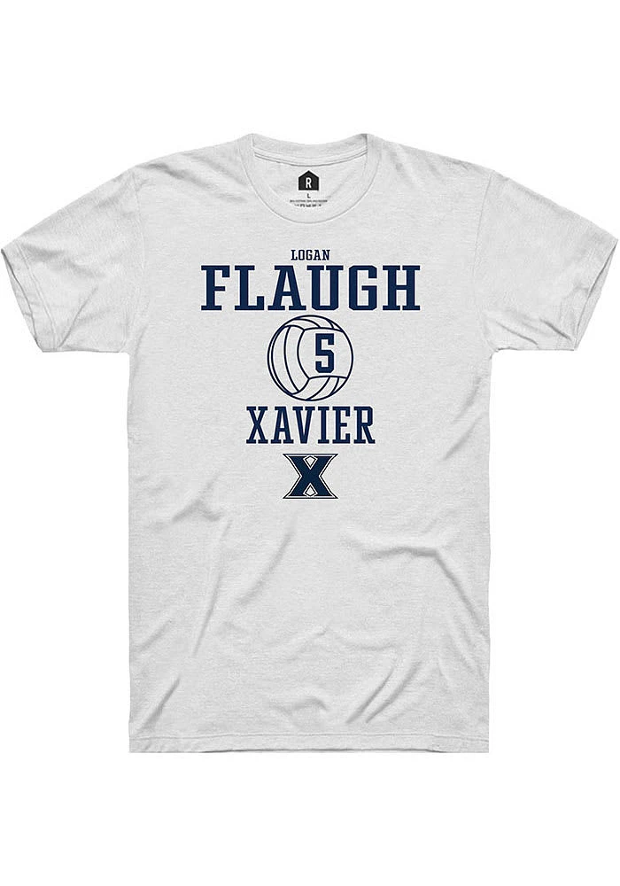 Logan Flaugh  Xavier Musketeers White Rally NIL Sport Icon Short Sleeve T Shirt