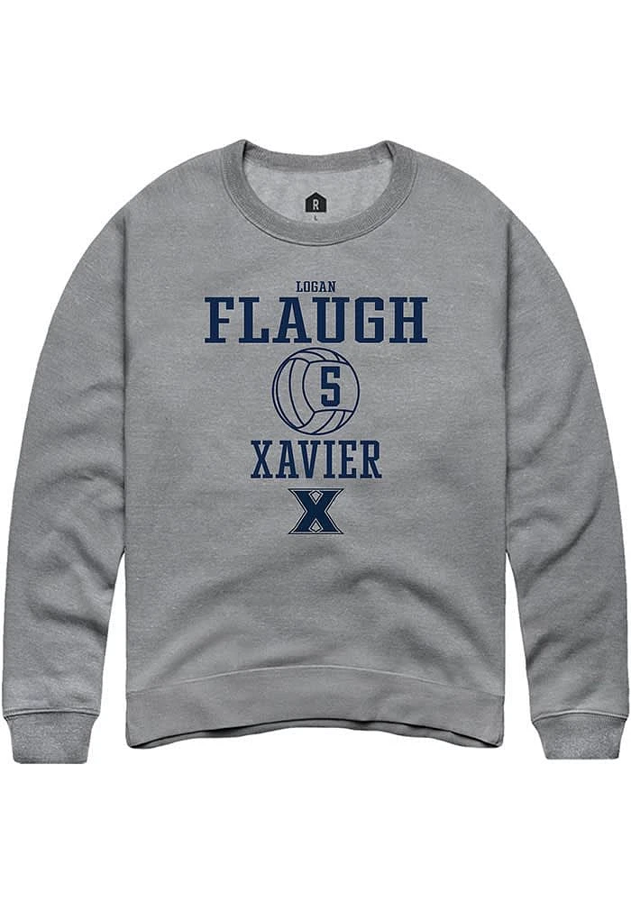 Logan Flaugh  Rally Xavier Musketeers Mens Graphite NIL Sport Icon Long Sleeve Crew Sweatshirt