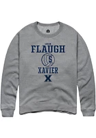 Logan Flaugh  Rally Xavier Musketeers Mens Graphite NIL Sport Icon Long Sleeve Crew Sweatshirt