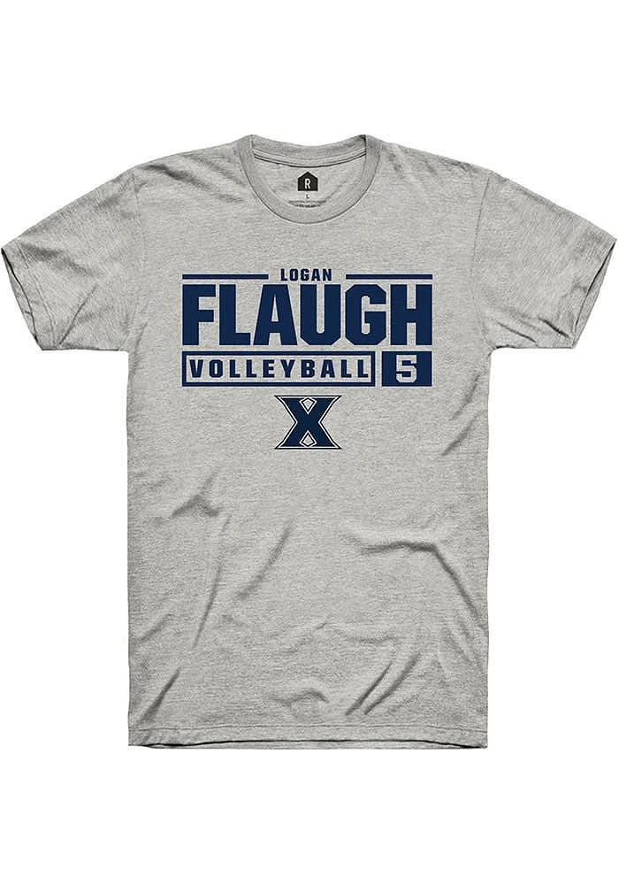 Logan Flaugh  Xavier Musketeers Ash Rally NIL Stacked Box Short Sleeve T Shirt