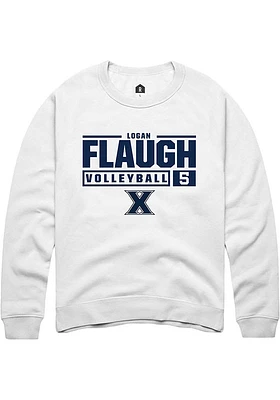 Logan Flaugh Rally Xavier Musketeers Mens NIL Stacked Box Long Sleeve Crew Sweatshirt