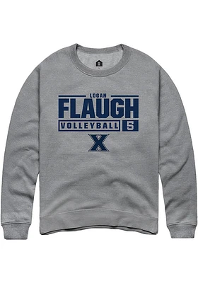 Logan Flaugh  Rally Xavier Musketeers Mens Graphite NIL Stacked Box Long Sleeve Crew Sweatshirt