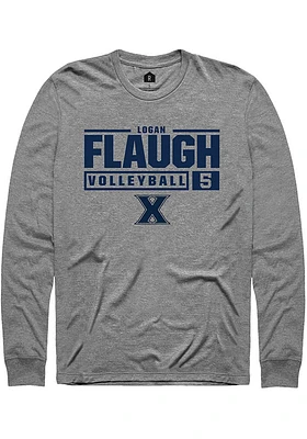 Logan Flaugh  Xavier Musketeers Graphite Rally NIL Stacked Box Long Sleeve T Shirt