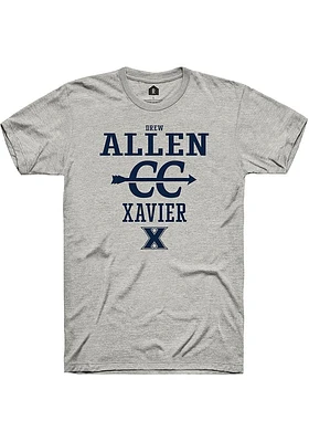 Drew Allen  Xavier Musketeers Ash Rally NIL Sport Icon Short Sleeve T Shirt