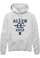 Drew Allen  Rally Xavier Musketeers Mens White NIL Sport Icon Long Sleeve Hoodie