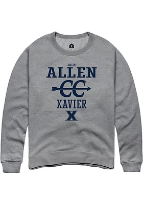 Drew Allen  Rally Xavier Musketeers Mens Graphite NIL Sport Icon Long Sleeve Crew Sweatshirt