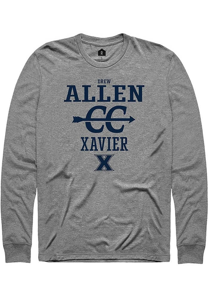 Drew Allen  Xavier Musketeers Graphite Rally NIL Sport Icon Design Long Sleeve T Shirt