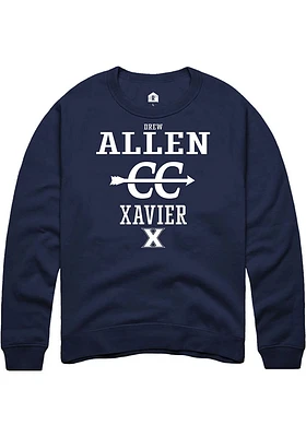 Drew Allen  Rally Xavier Musketeers Mens Navy Blue NIL Sport Icon Long Sleeve Crew Sweatshirt