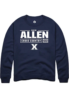 Drew Allen  Rally Xavier Musketeers Mens Navy Blue NIL Stacked Box Long Sleeve Crew Sweatshirt