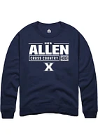 Drew Allen  Rally Xavier Musketeers Mens Navy Blue NIL Stacked Box Long Sleeve Crew Sweatshirt