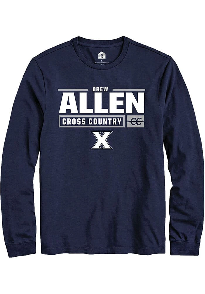 Drew Allen  Xavier Musketeers Navy Blue Rally NIL Stacked Box Long Sleeve T Shirt