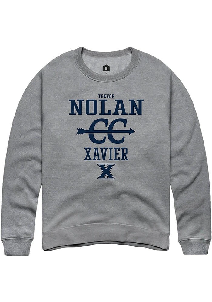 Trevor Nolan  Rally Xavier Musketeers Mens Graphite NIL Sport Icon Design Long Sleeve Crew Sweatsh..