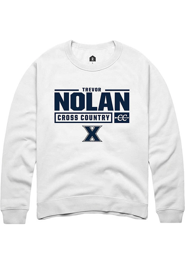 Trevor Nolan Rally Xavier Musketeers Mens NIL Stacked Box Long Sleeve Crew Sweatshirt