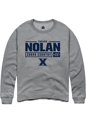 Trevor Nolan  Rally Xavier Musketeers Mens Graphite NIL Stacked Box Design Long Sleeve Crew Sweats..