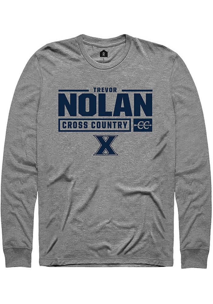 Trevor Nolan  Xavier Musketeers Graphite Rally NIL Stacked Box Design Long Sleeve T Shirt