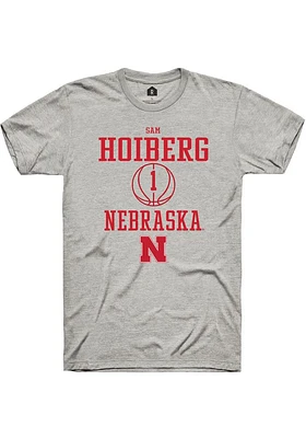 Samuel Hoiberg  Nebraska Cornhuskers Ash Rally NIL Sport Icon Short Sleeve T Shirt