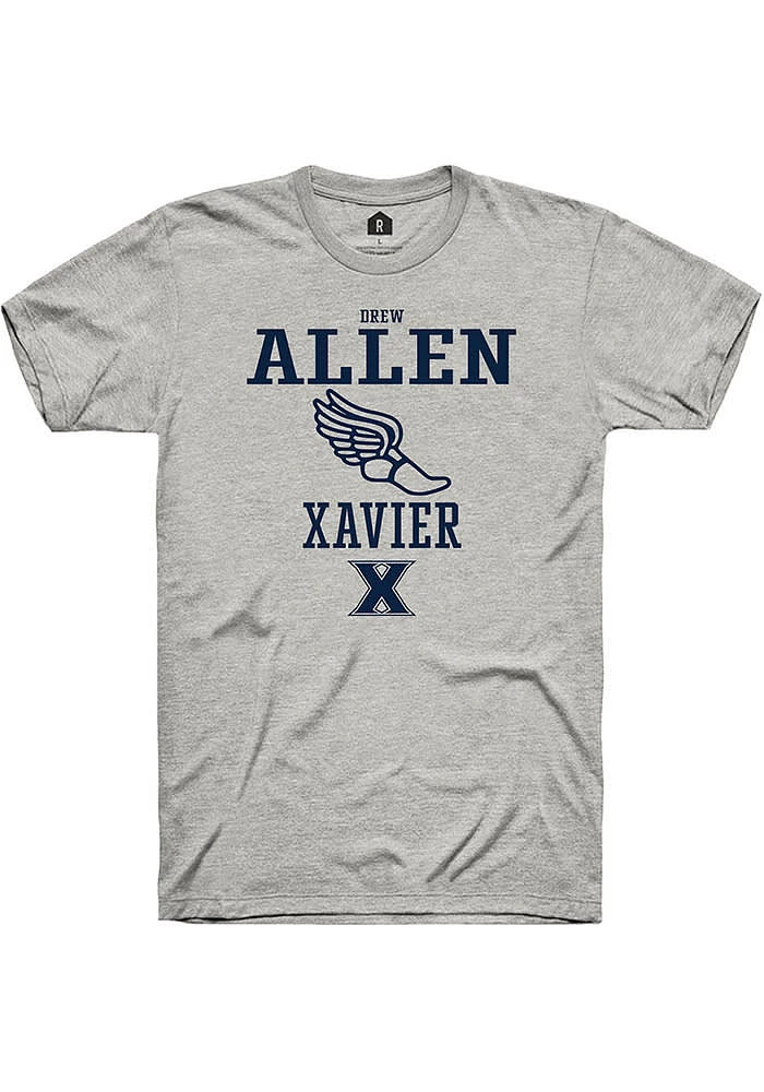 Drew Allen  Xavier Musketeers Ash Rally NIL Sport Icon Track Short Sleeve T Shirt