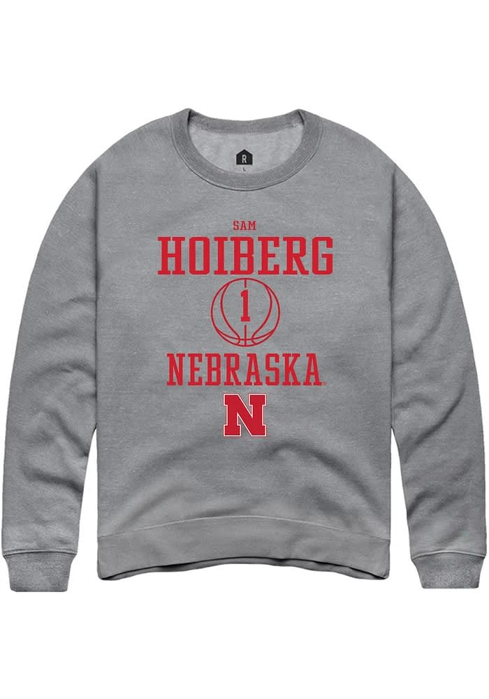 Samuel Hoiberg Rally Nebraska Cornhuskers Mens Graphite NIL Sport Icon Long Sleeve Crew Sweatshir..