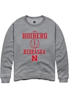 Samuel Hoiberg  Rally Nebraska Cornhuskers Mens Graphite NIL Sport Icon Long Sleeve Crew Sweatshir..
