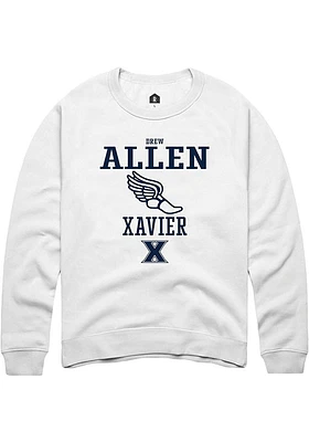 Drew Allen  Rally Xavier Musketeers Mens White NIL Sport Icon Track Long Sleeve Crew Sweatshirt