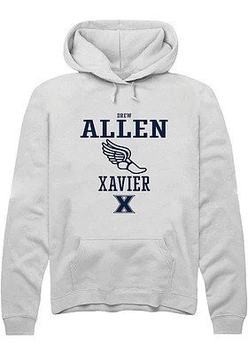 Drew Allen  Rally Xavier Musketeers Mens White NIL Sport Icon Track Long Sleeve Hoodie