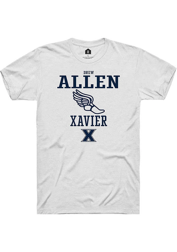 Drew Allen  Xavier Musketeers White Rally NIL Sport Icon Track Short Sleeve T Shirt