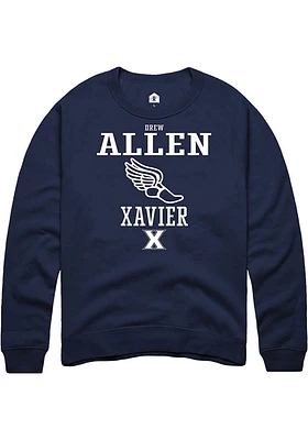 Drew Allen  Rally Xavier Musketeers Mens Navy Blue NIL Sport Icon Track Long Sleeve Crew Sweatsh..