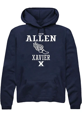 Drew Allen  Rally Xavier Musketeers Mens Navy Blue NIL Sport Icon Track Long Sleeve Hoodie