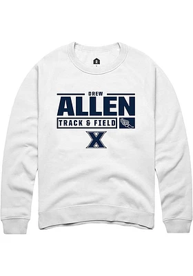 Drew Allen  Rally Xavier Musketeers Mens White NIL Stacked Box Track Long Sleeve Crew Sweatshirt