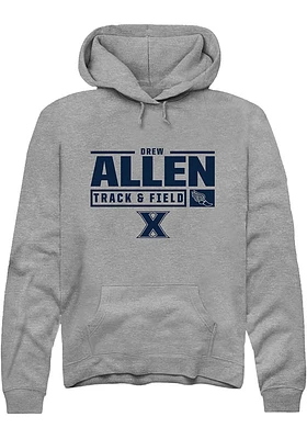 Drew Allen  Rally Xavier Musketeers Mens Graphite NIL Stacked Box Design Long Sleeve Hoodie