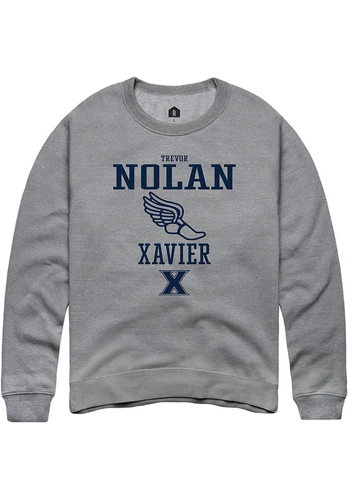 Trevor Nolan  Rally Xavier Musketeers Mens Graphite NIL Sport Icon Long Sleeve Crew Sweatshirt